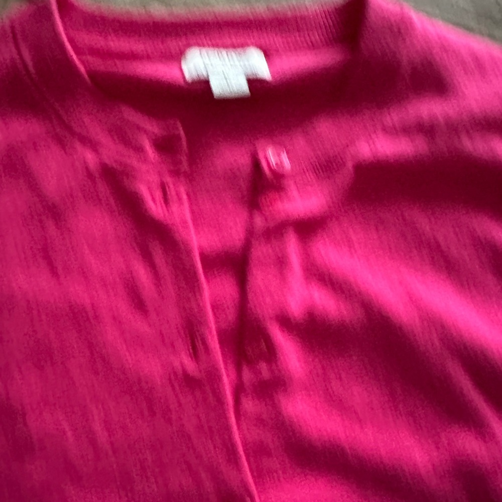 J.Crew Bright Pink Classic 100% Cotton Button-Up Cardigan, Size L - Picture 2 of 7